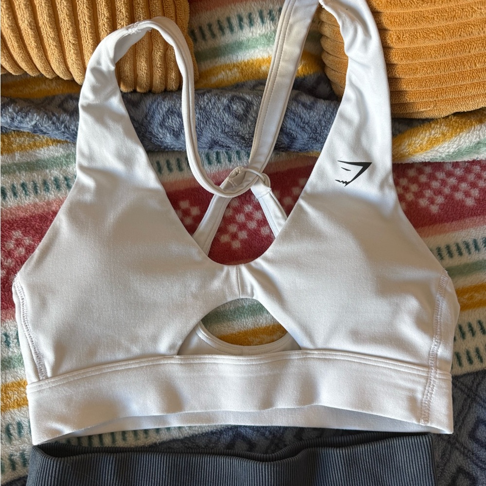White Sports Bra with Logo